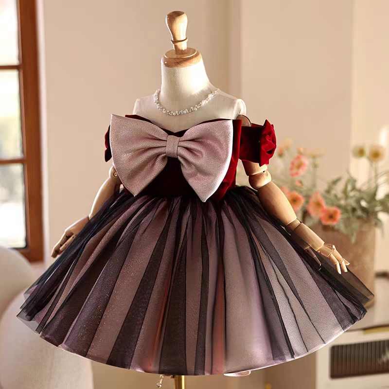 Jill Wish J464 Elegant Burgund - огляд і ціна Toddler Girl Tulle Party Dress